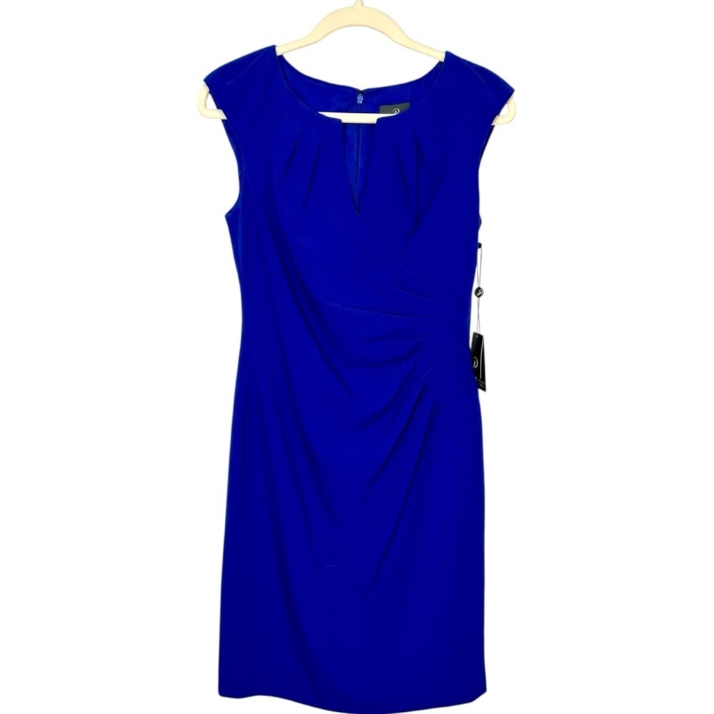 Adrianna Papell Blue Pleated Side Sleeveless Dress Women’s Size 4 NWT